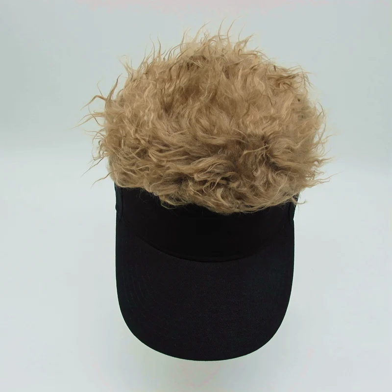 New Fashion Novelty unisex Cap Fake Flair Hair Sun Visor Hats Men's Women's Toupee Wig Funny Loss Cool Gifts Golf hat | Аксессуары