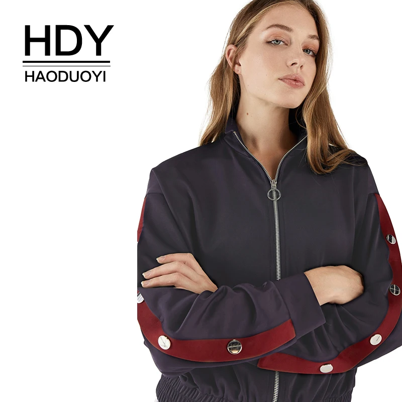 HDY Haoduoyi короткая куртка с коротким воротником уличная одежда бомбер на молнии