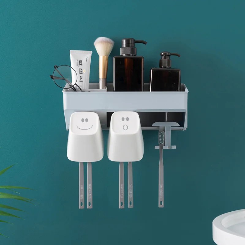 Paste Wall Mounted Toothbrush Holder Mouthwash Set Bathroom Toothpaste Rack Storage Wash Racks | Дом и сад