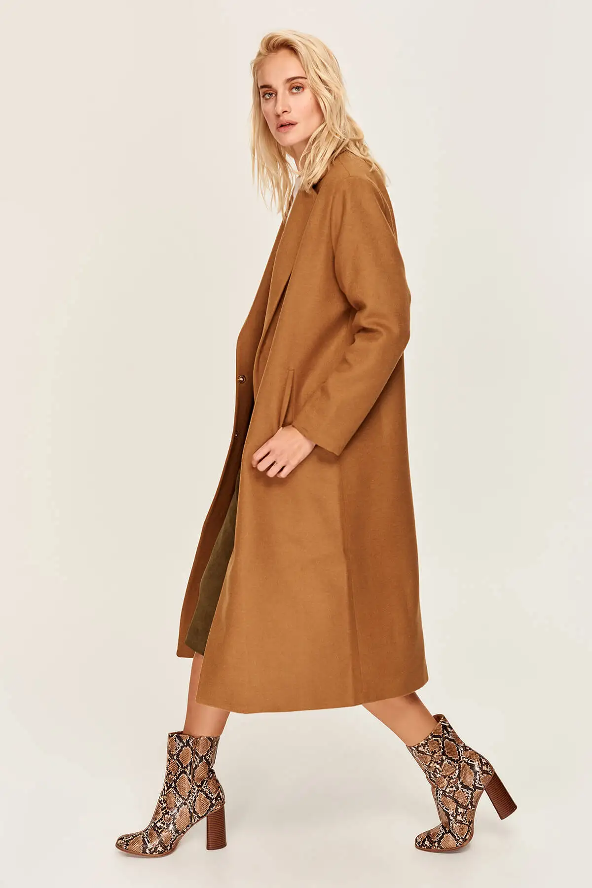 Trendyol коричневое длинное шерстяное пальто TOFAW19OI0069 | Женская одежда