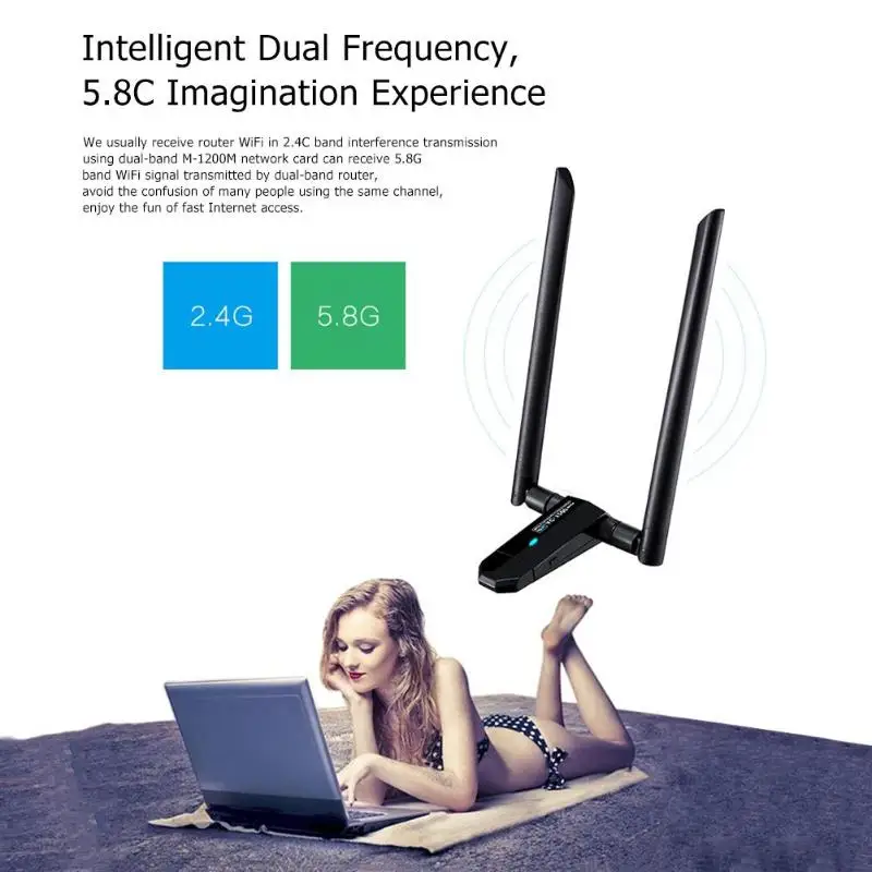 _ USB 3 0 Wi-Fi адаптер 1200 Мбит/с два диапазона 2 4 ГГц/5 8 ГГц беспроводная сетевая карта