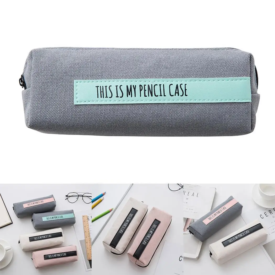Unisex Casual Letter Print Zipper Closure Pencil Bag Stationery Storage Case | Канцтовары для офиса и дома