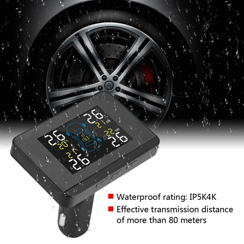 Автомобильная TPMS система контроля давления в шинах прикуриватель ЖК дисплей с 4