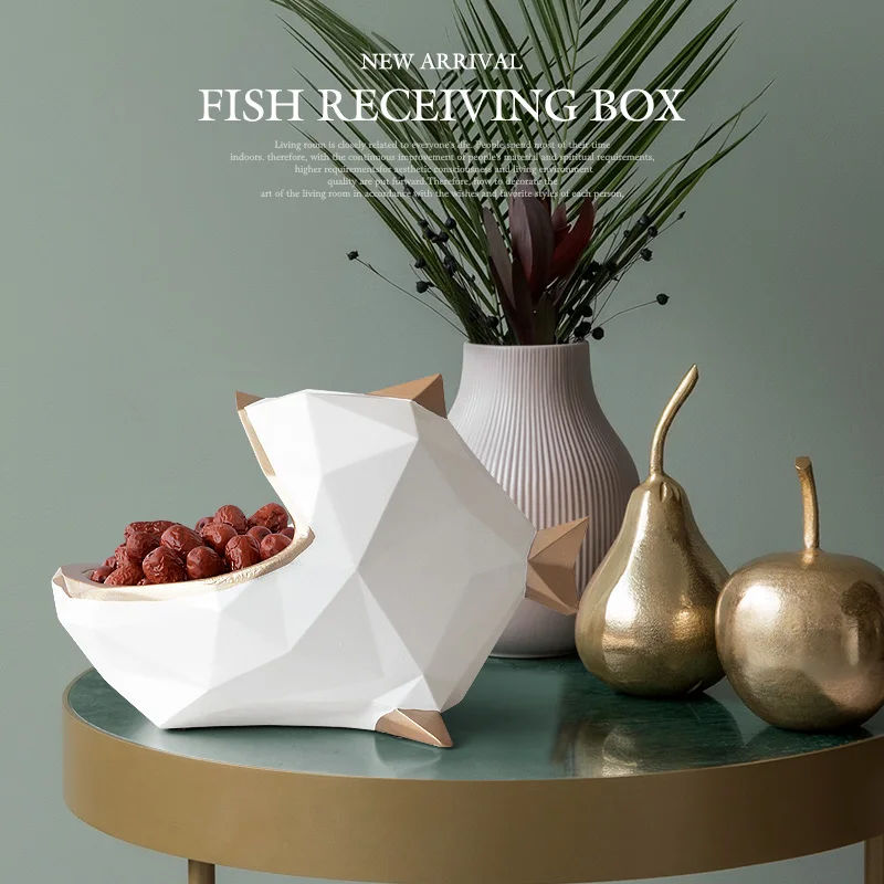 resin fish statue figurine for tabletop home office mobile phone tools control organizer candy storage box ornaments home decor free global shipping