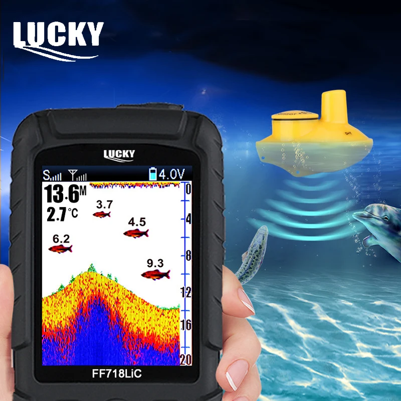 

Lucky FF718LiC портативный беспроводной рыболокатор вместо FF718 цветной дисплей рыболокатор рыболовный эхолот сигнализация