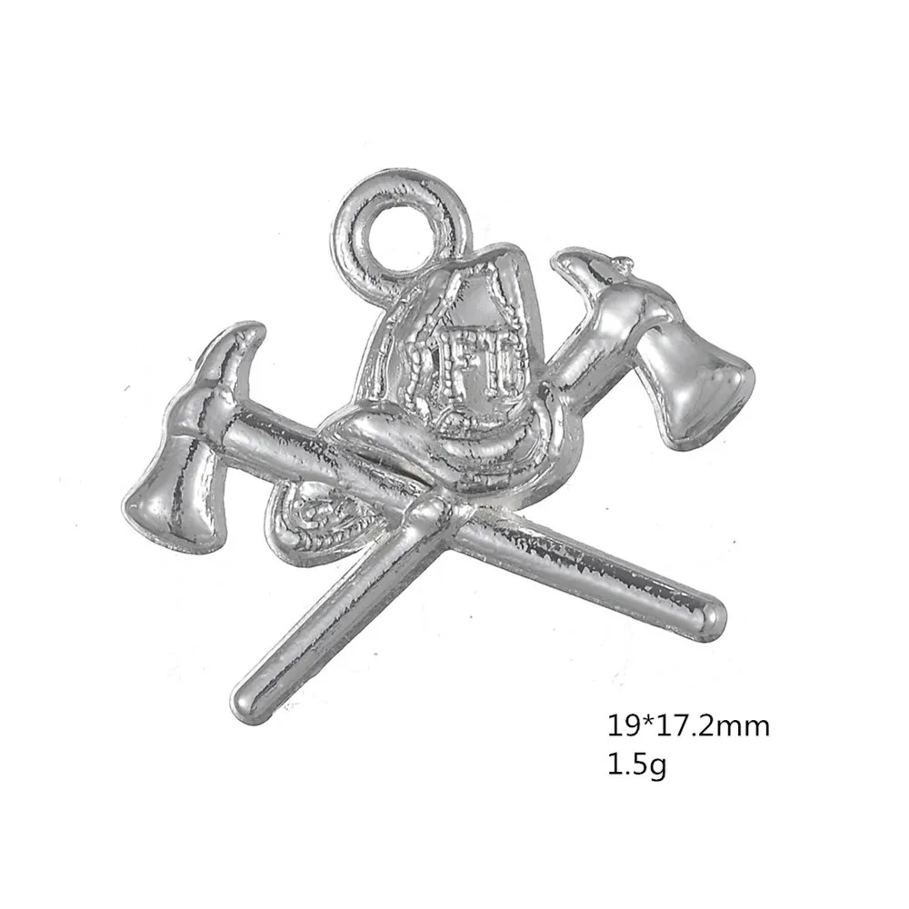 LIKGREAT 20pcs/lot Metal Firefighter Axes and Helmet Protect Pendant Fire Dept Charms for Jewelry Making | Украшения и аксессуары