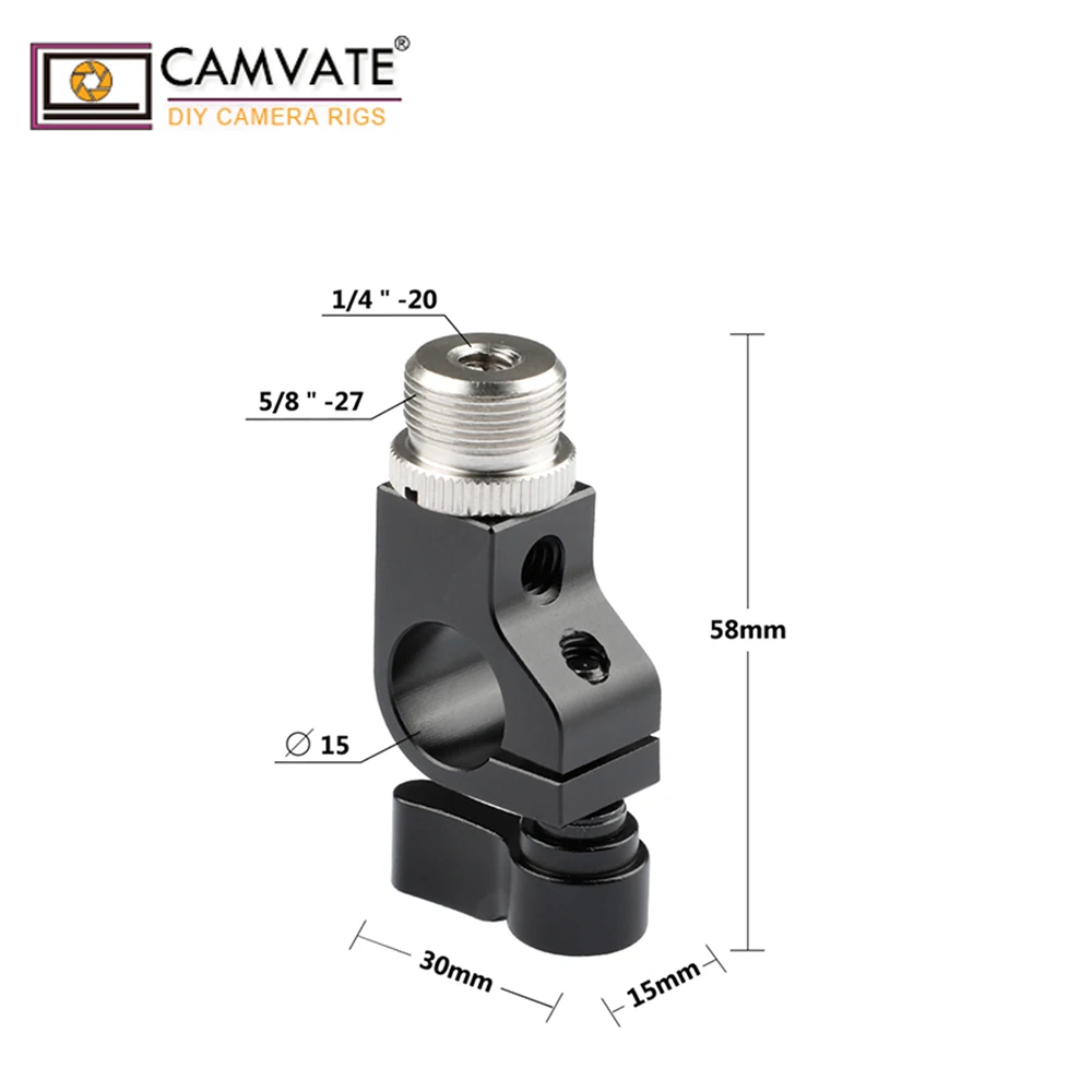 CAMVATE 15 мм одиночный штанговый зажим &amp с 1/4 &quot 20 Женский 5/8&quot 27 Мужской Винт Разъем
