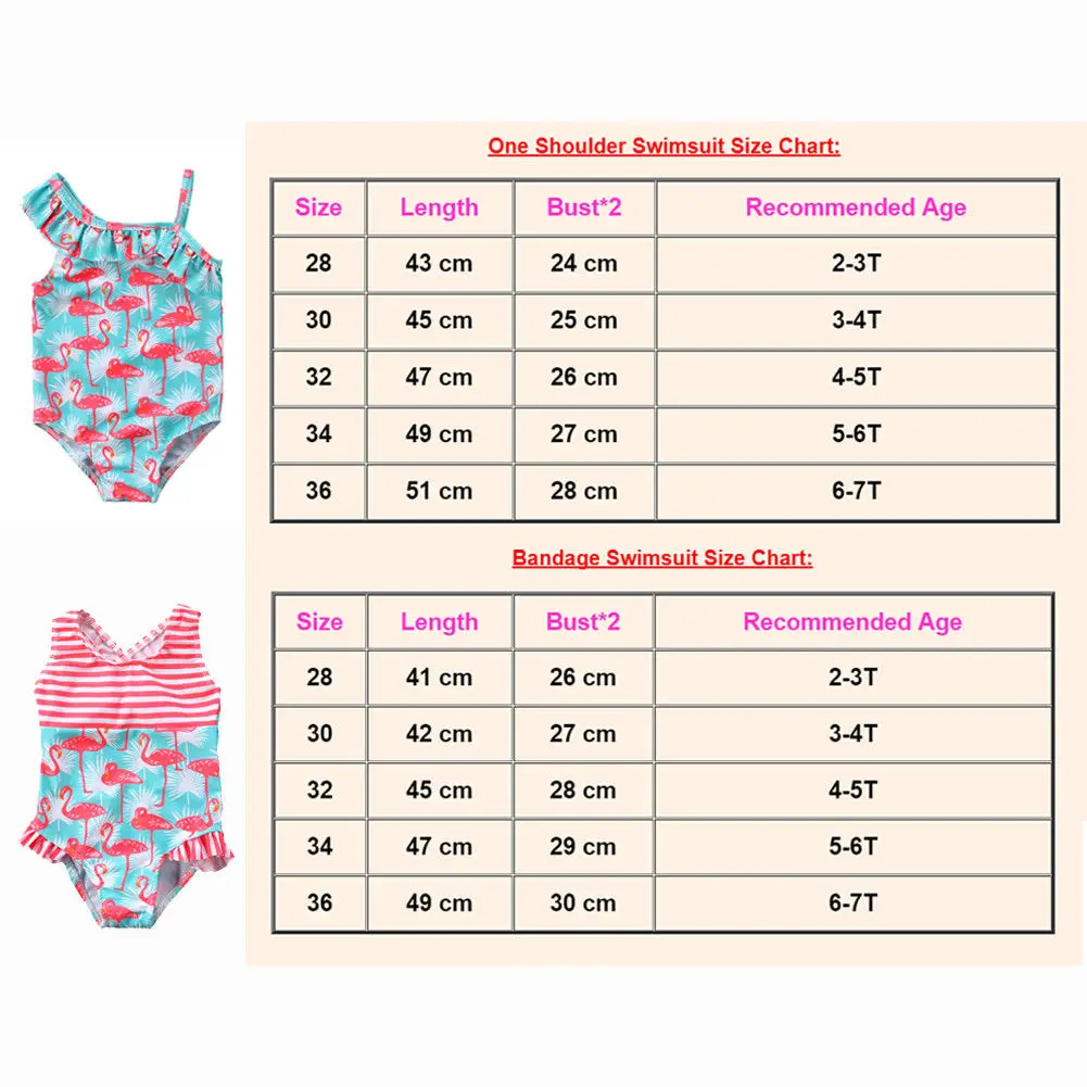 Toddler Baby Kids Girl Flamingo Bodysuit Swimsuit Summer Swimwear Bathing Suit Beachwear One-shoulder Birds | Детская одежда и