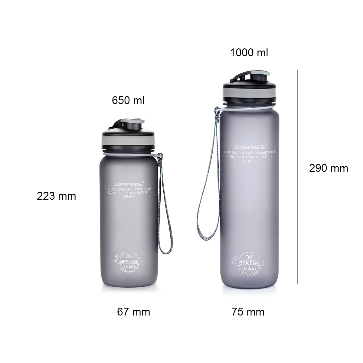 650 мл/1000 мл Лидер продаж портативный движения бутылка для воды Bpa бесплатно
