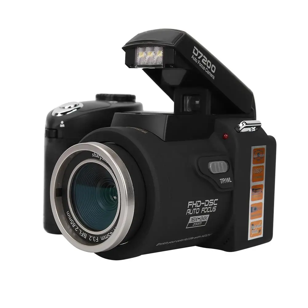 D7200 33MP цифровая фотокамера DSLR 0.5X широкоугольный объектив+ 24X телеобъектив+ светодиодный свет