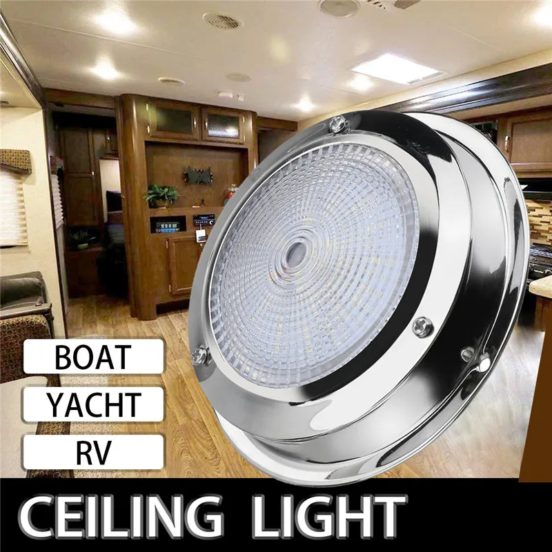 

1Pcs White 70W Truck Interior LED Ceiling Lamp Round Reading Light with Switch for RV Car Boats 12V Ceiling Dome Light