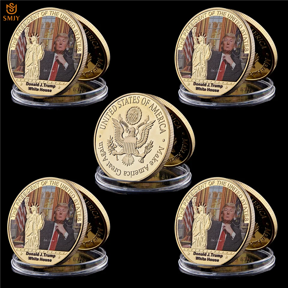5 шт./лот OUSA 45 й президент красный галстук Трамп серебро/позолоченный