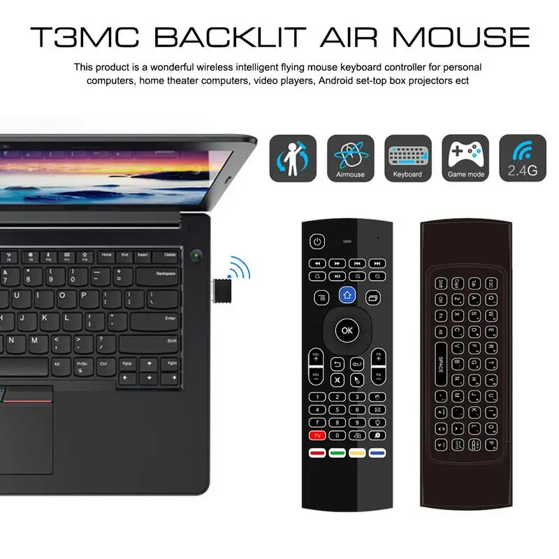 T3MC клавиатура с подсветкой Air Мышь T3 дистанционного Управление 2 4G RF Беспроводной микрофон|Пульты ДУ| |