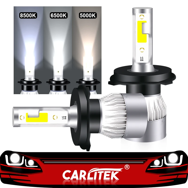 CARLitek 2 шт H4 Turbo светодиодные лампы для автомобиля 12 V 24 5000 K 6500 8500 Противотуманные