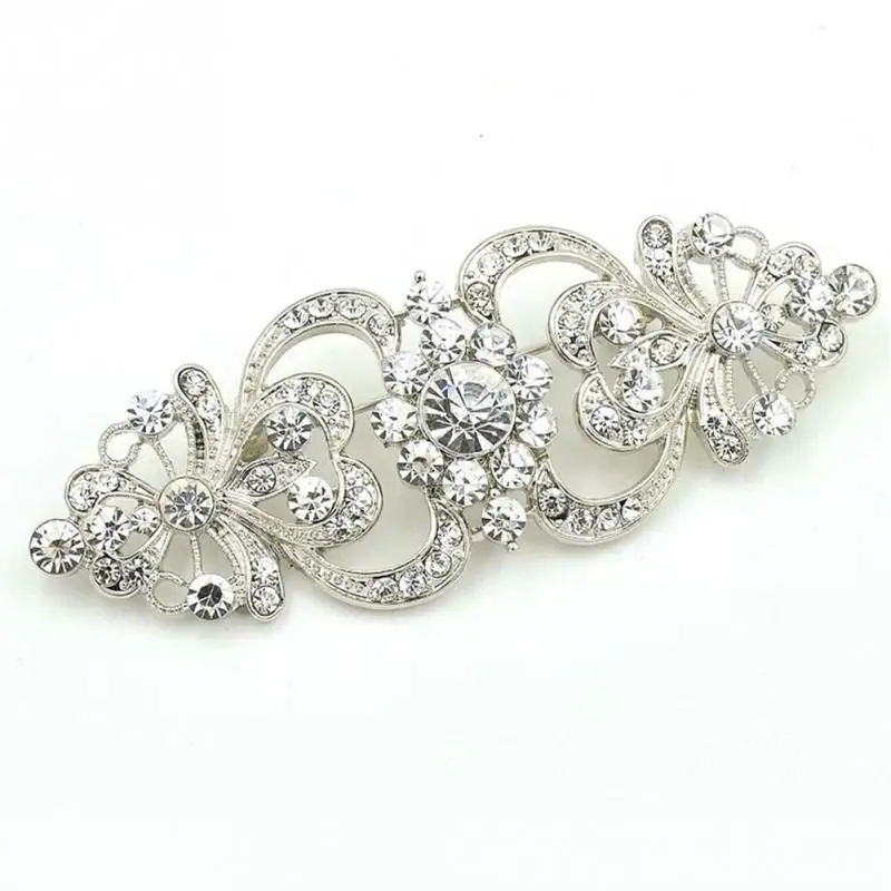 1 шт. большой серебряный цветок Бриллиантовая брошь с кристаллами свадебное искусство Винтажная брошь