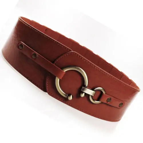 

Women Adjustable Metal Waist Belt Leather Bling Gold Plate Slim Simple Belt Women's Solid Fashion PU Wide Belt
