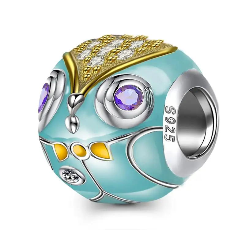 DALARAN серебро 925 пробы милая сова золотые бусины подходят для Diy Pandora оригинальный