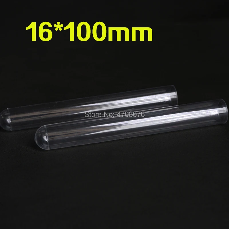 

16x100mm 50pcs/lot Plastic test tube without stopper PS labware for scientific experiment transparent PS lab tube round bottom