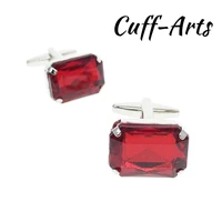 cuffarts luxury red crystal acrylic squares cufflinks for mens shirt jewelry geometric cuff link buttons botoes punho c20143