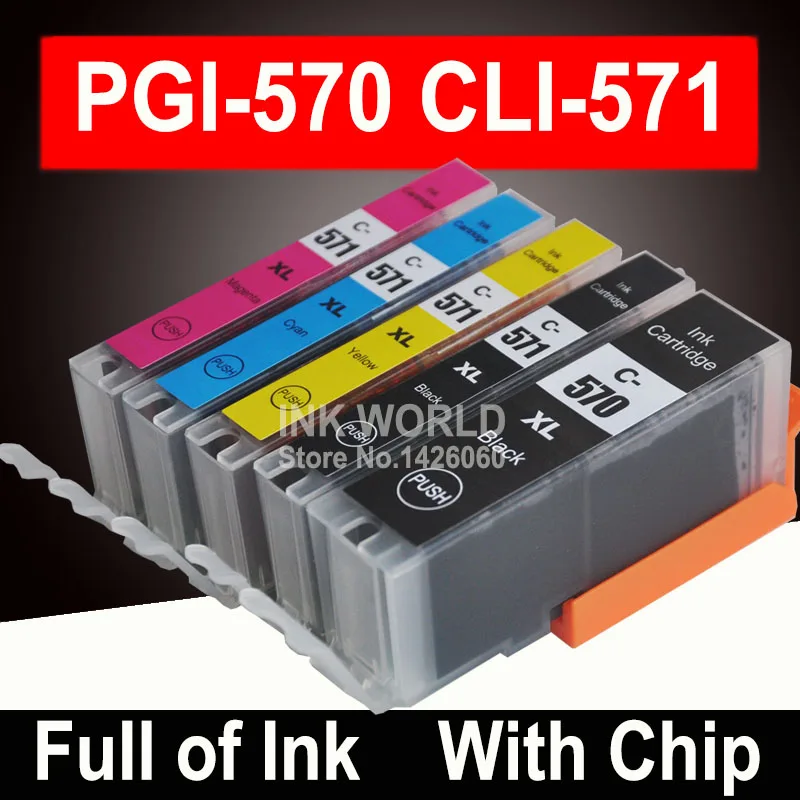 Чернильные картриджи для принтера Canon MG5750 MG5751 MG5752 MG5753 Pixma PGI570 5 цветов|Чернильные