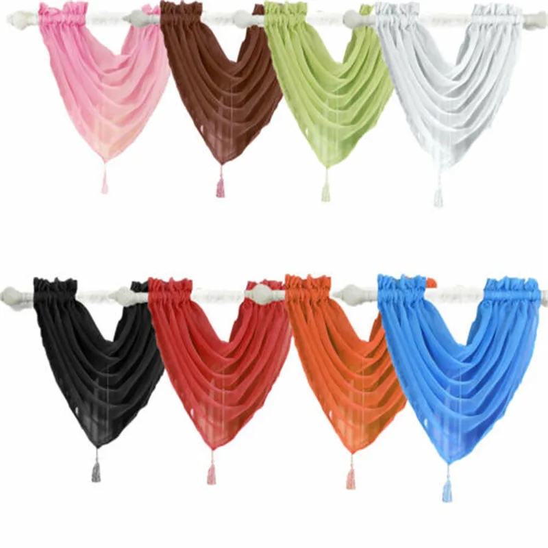 Новые Красочные занавески с кисточками s Swag Pelmet Valance сетчатые вуаль 15 цветов
