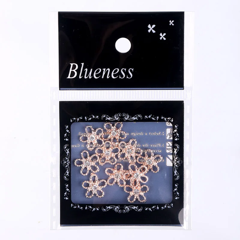 Blueness 10 шт/партия цветы дизайн ногтей Стразы 3D розовое золото сплав для маникюра