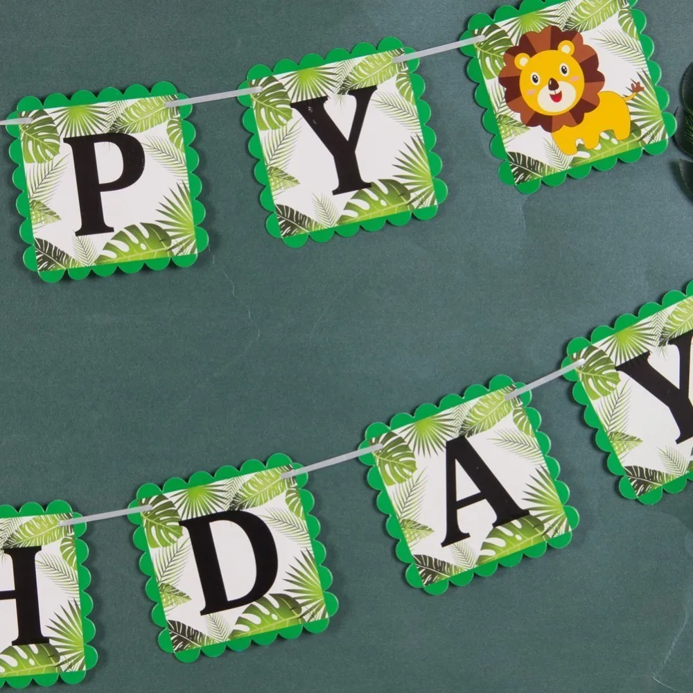 Для вечеринки в стиле сафари джунглей животный фон для дня рождения тропические