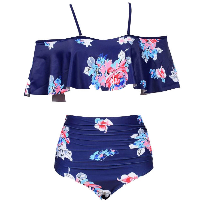 2PCS Sexy Women Bandage Padded Bra Bikini Sets Strappy Hollow Out High Waist Floral Swimsuit Push-up Triangle Swimwear | Спорт и