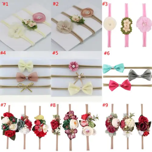 3PCS/Sets Kids Girls Baby Headband 2019 New Brand Toddler Princess Lace Bow Flower Hair Band Accessories | Детская одежда и обувь