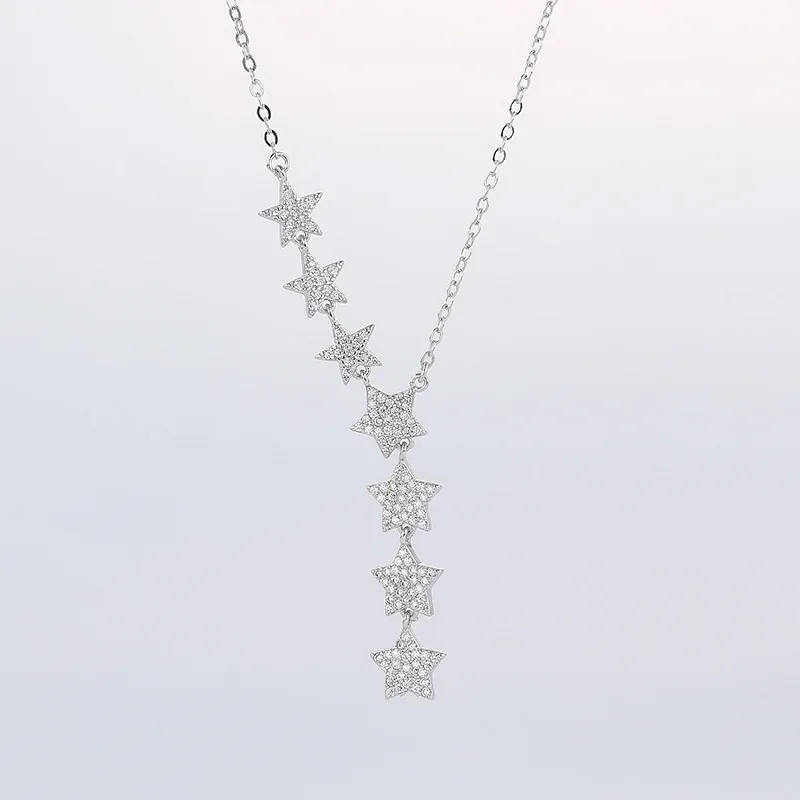 

Bohemia Rhinestone Pentagram Hexagram Star Pendant Necklaces Long Glistening Multiple Stars Necklaces Sweater chain