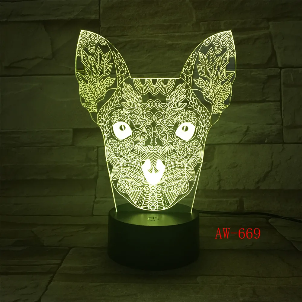 СВЕТОДИОДНЫЙ ночник в виде 3D кошки с USB-зарядкой комнатный декоративный