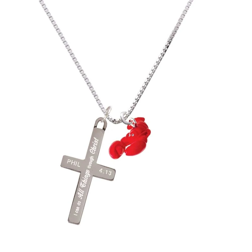 Смола изогнутая красный лангуст я могу сделать все вещи крест ожерелье|Подвески|