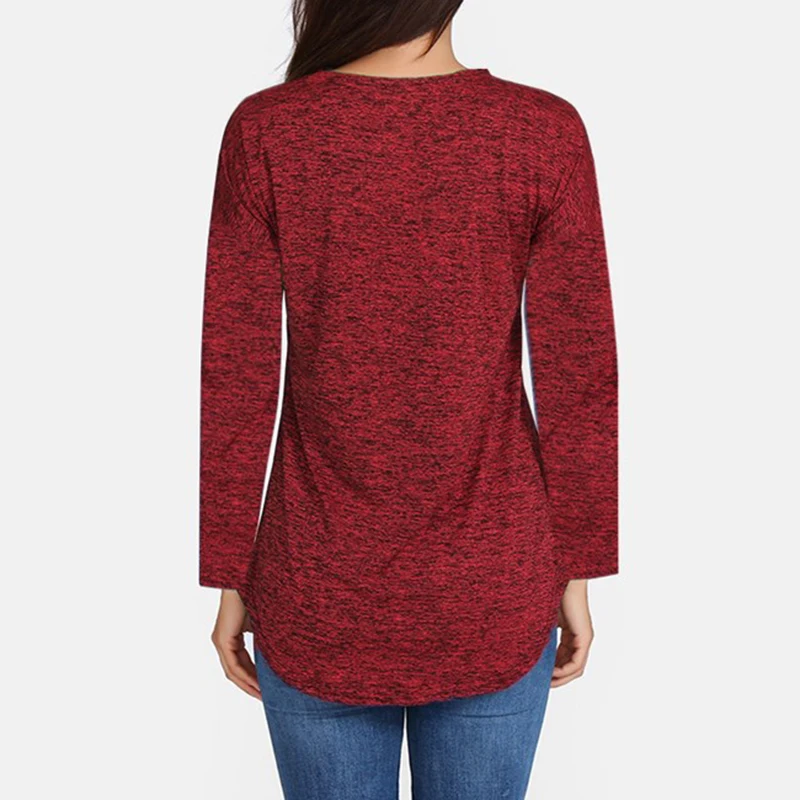 

2018 V-Neck Zipper Tassel T-Shirt For Women New Fashion Casual Loose Daily Tee Tops Female Autumm Long Sleeve Sexy Solid T-Shirt