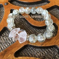 boho pave crystal clear quartz nugget crystal beads stretch stack bracelet