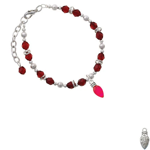Silvertone Рождественские огни горячие розовые полимерные темно бордовый браслет из