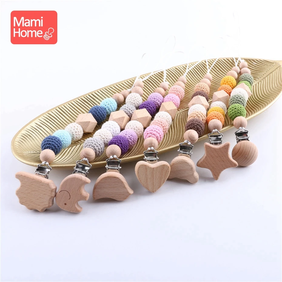 1 шт. Соска пустышка с деревянные бусины персонализированные подарки Бинк клип BPA