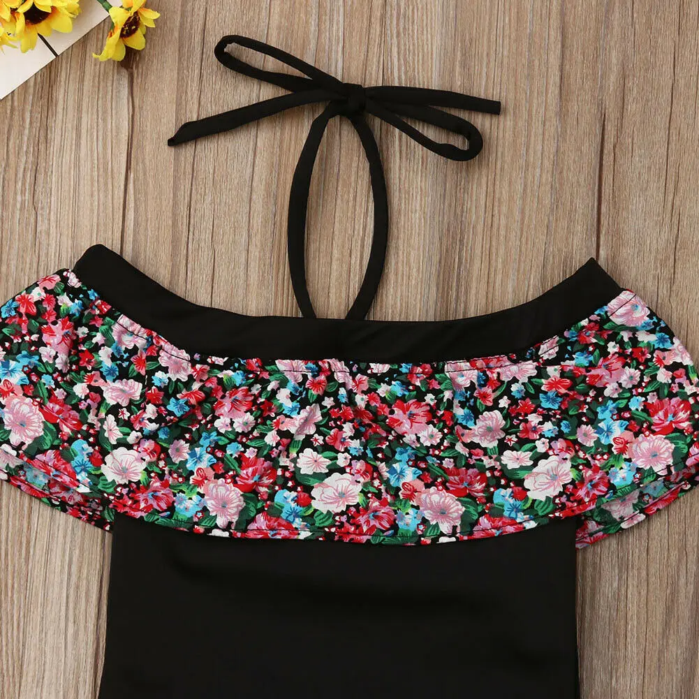 Hirigin New Summer Newborn Toddler Kid Baby Girl Swimwear Strap Floral Ruffles One-Piece Swimsuit Bathing Suit Beachwear Gifts | Спорт и