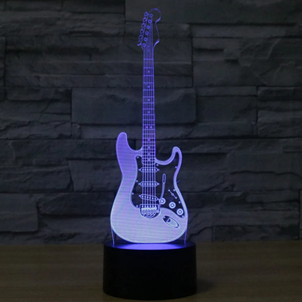 3D LED ночник электрическая гитара с 7 видов цветов лампа для украшения дома