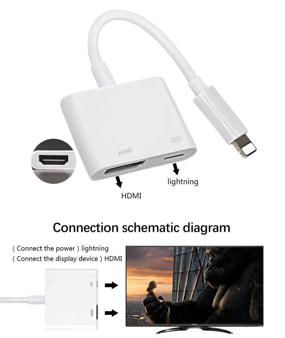 1080 P 8 контактный кабель адаптера Lightning HDMI tv AV для iPhone 6 S 7 Plus X|Кабели HDMI| |