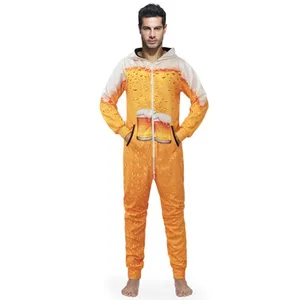 Теплый осенне-зимний комбинезон с капюшоном, пижамы для мужчин, забавное пиво, костюм для сна с рисунком, горячая распродажа