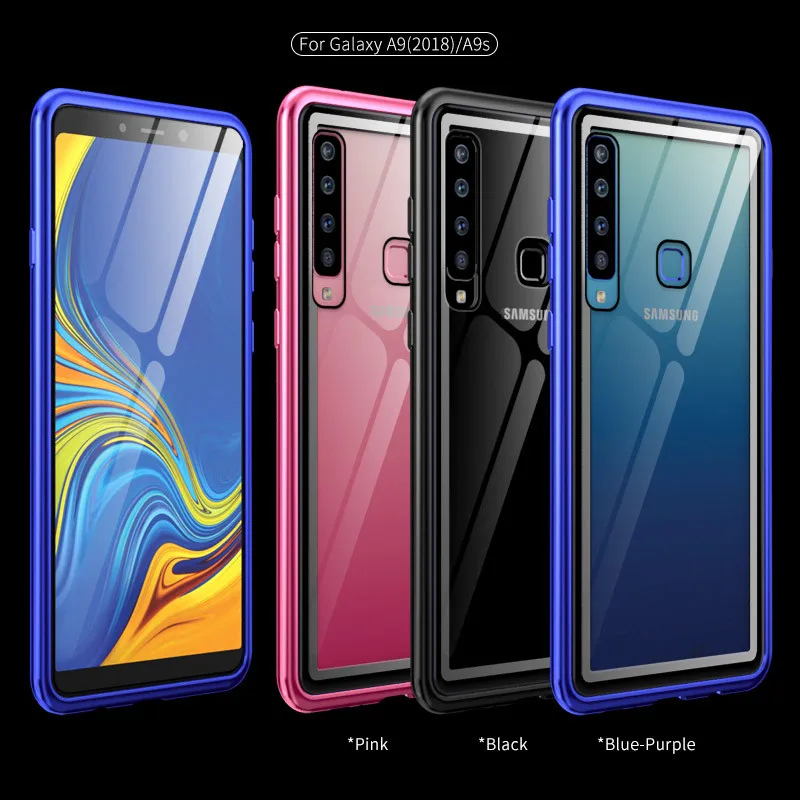 Для samsung A9 2018 A920 металлический бампер рамка с закаленного Стекло для задней