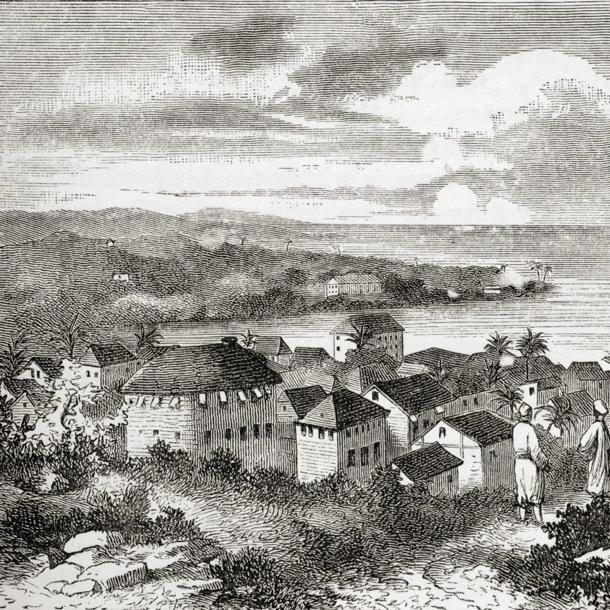 Фритаун Сьерра-Леоне Западная Африка в 19 веке. Из Африки КИТ Джонстон опубликовал