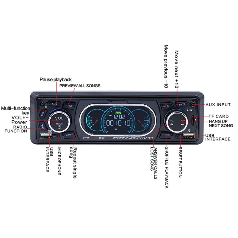 HFES Автомобильный MP3 HD Bluetooth громкая связь вызов плеер 8809 fm радио музыкальный