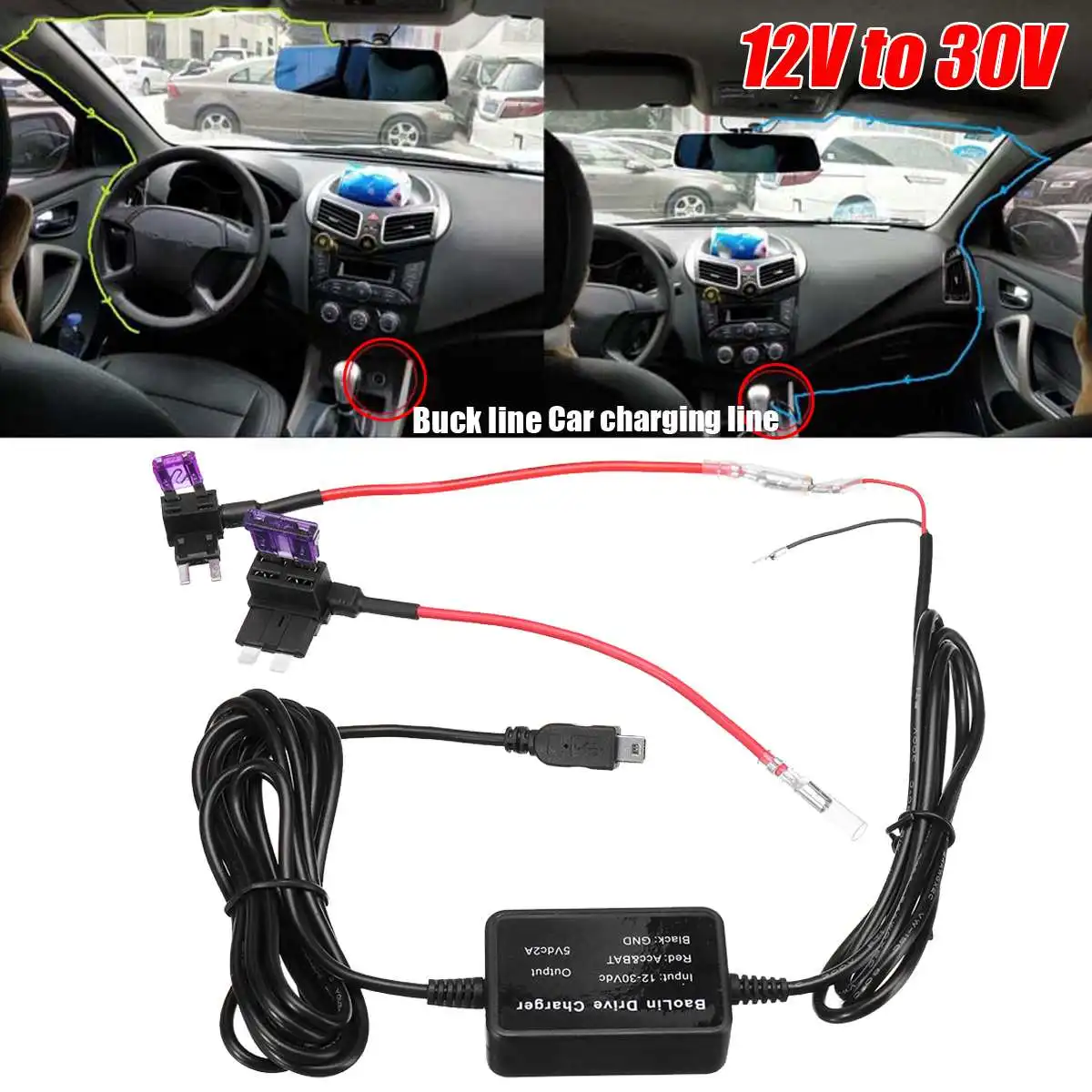

Audew 2.1amp 12-30V to 5V 2A Hard Wire Car Cam Camera Kit For Nextbase Camera 112 212 312 412GW 512GW 612GW