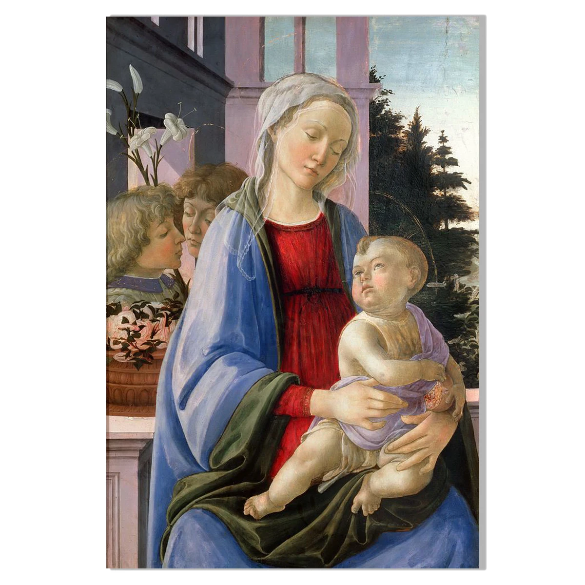 Мадонна Малыш и Ангел холст Картина маслом постер домашняя картина настенное