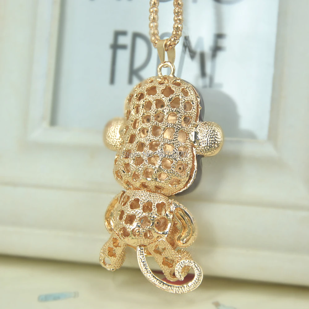 Fashionable Female Jewelry Animal Monke Necklace Link Chain Charm Pendant Sweater Crystal Bead Rhinestone Women Gift | Украшения и