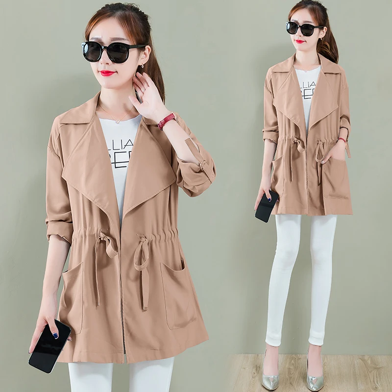 

2018 New Spring Trench Casual Short Coats Khaki Black Light Blue 9283