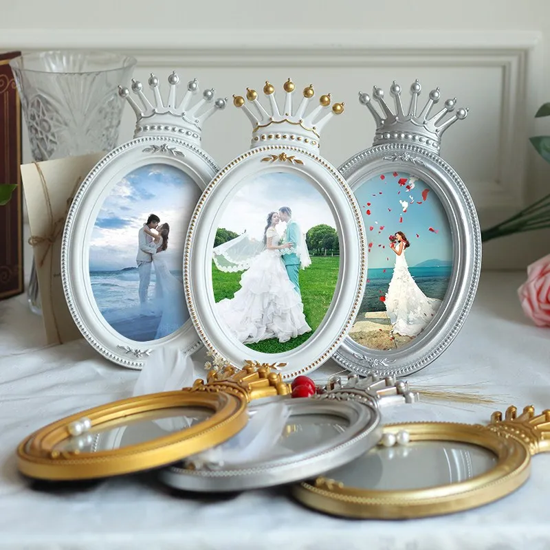 

4/7 inch Photo Frame European Style Solid Wood Luxury Photo Frame Hundred Days Wedding Photo Frame Set Home Decoration