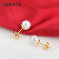 white pearls stud earrings women doreille perles orecchini perle aretes perlas brinco perolas earings gold pearl jewelry e2899