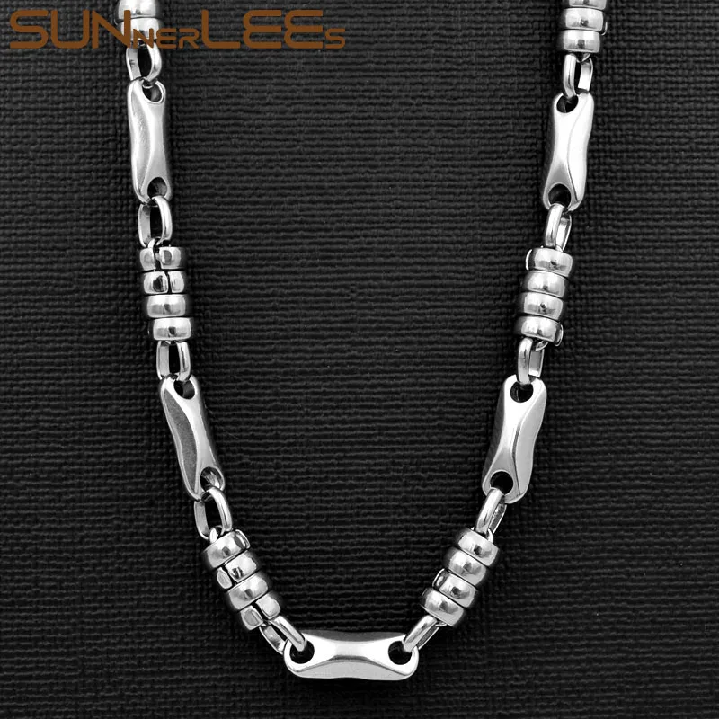 

SUNNERLEES Fashion Jewelry Stainless Steel Necklace 7mm Geometric Link Chain Silver Color Gold Plated Men Women Gift SC113 N